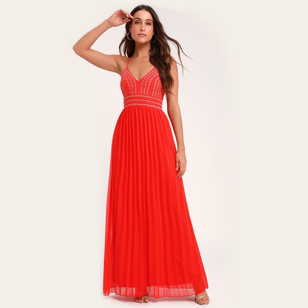 Lulu’s Glamorous Gala Red Embroidered Maxi Dress - Picture 3 of 11